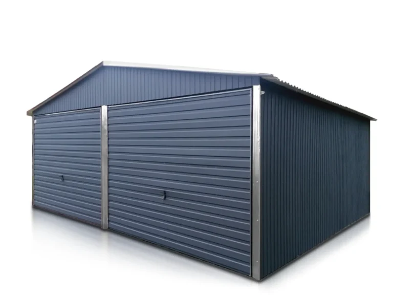 Garaż blaszany dwustanowiskowy 6x6m Dach dwuspadowy Antracyt