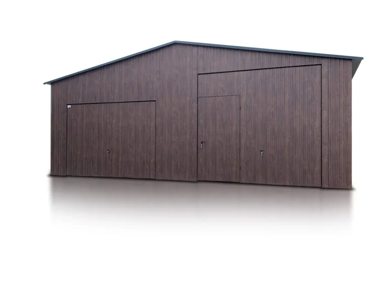 Garaż blaszany dwustanowiskowy 8x6 m Drewnopodobny