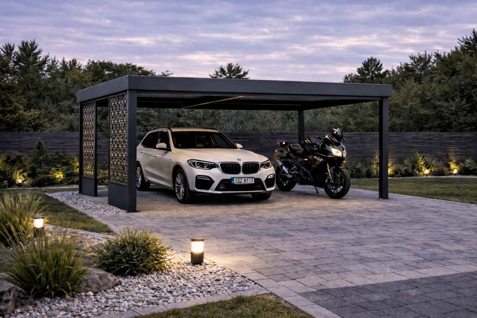 Carport Ażurowe Panele Wiata garażowa 4x4 m